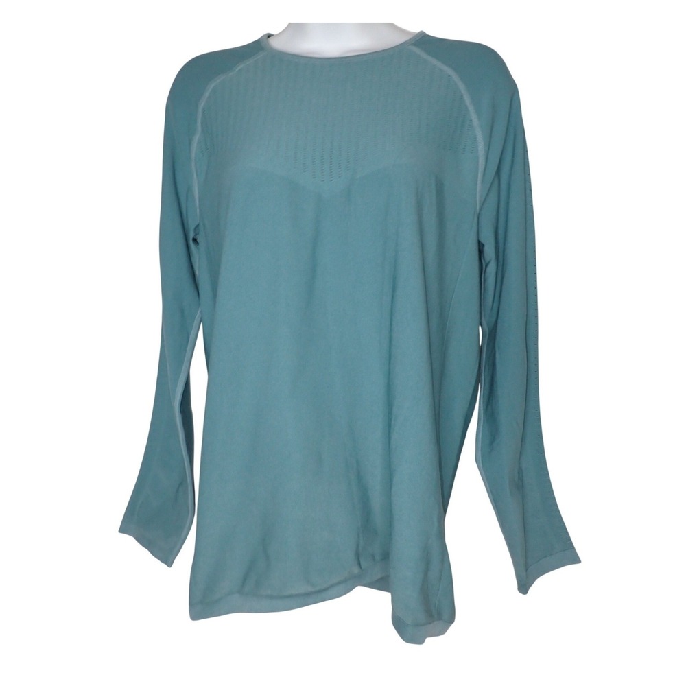 Fabletics Womens Teal Long Sleeve Perforated Active Top Large